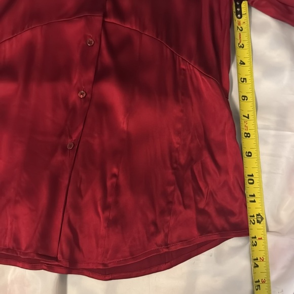 Anne Klein silk red button down blouse - Picture 8 of 10